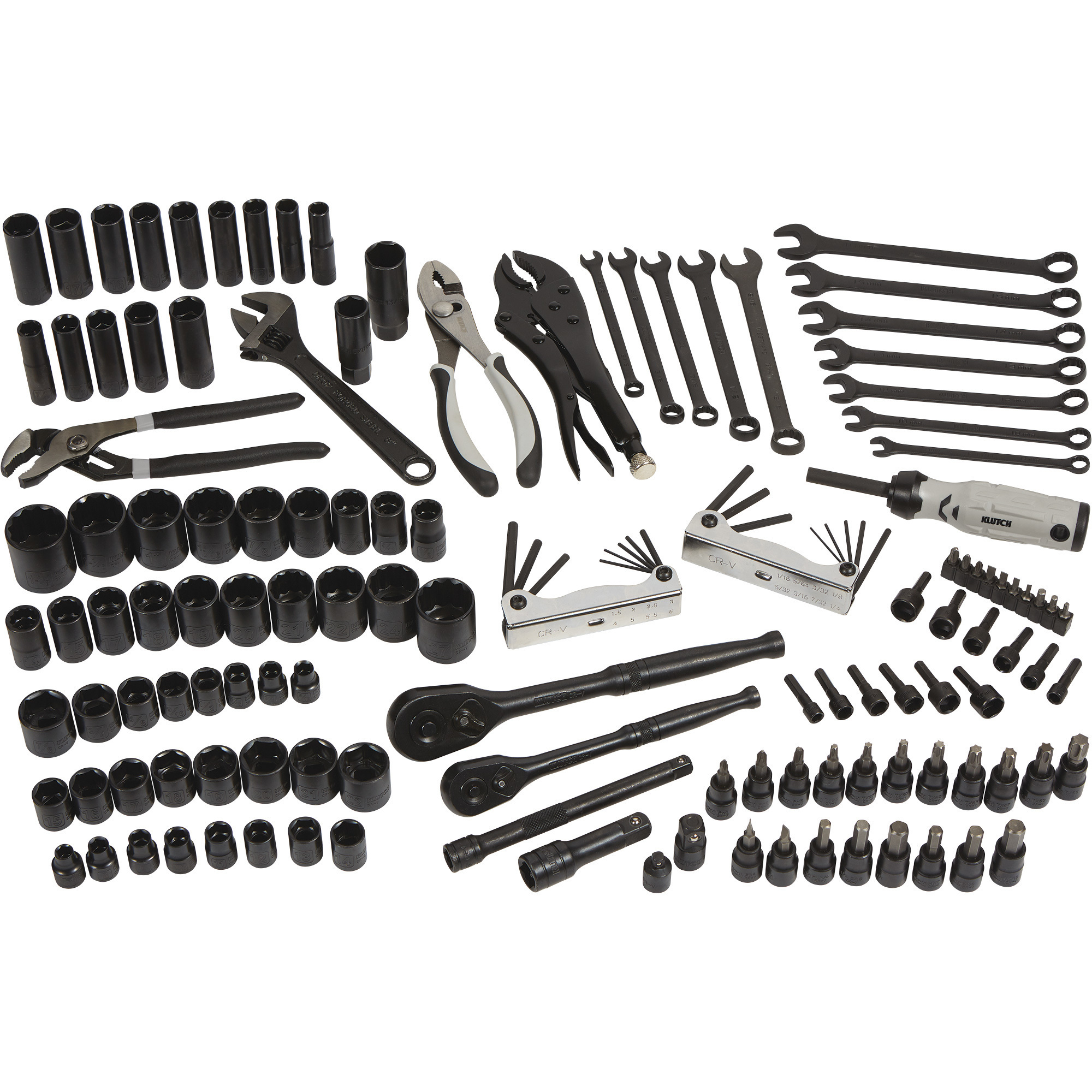 Klutch Industrial Maintenance Tool Set, 139-Pc., 3/8in. and 1/2in. Drive, SAE + Metric